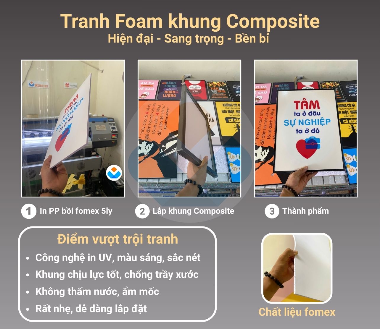 Tranh foam khung composite