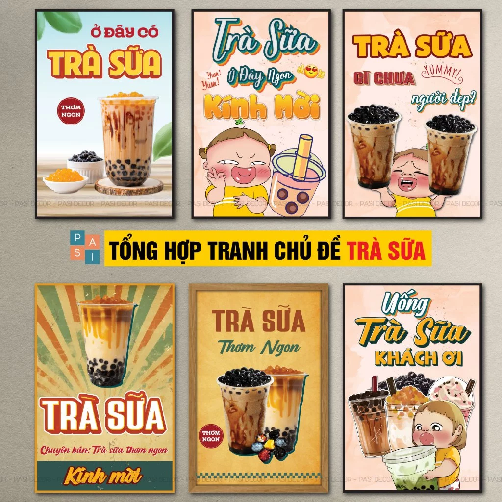 Tranh trang trí quán trà sữa